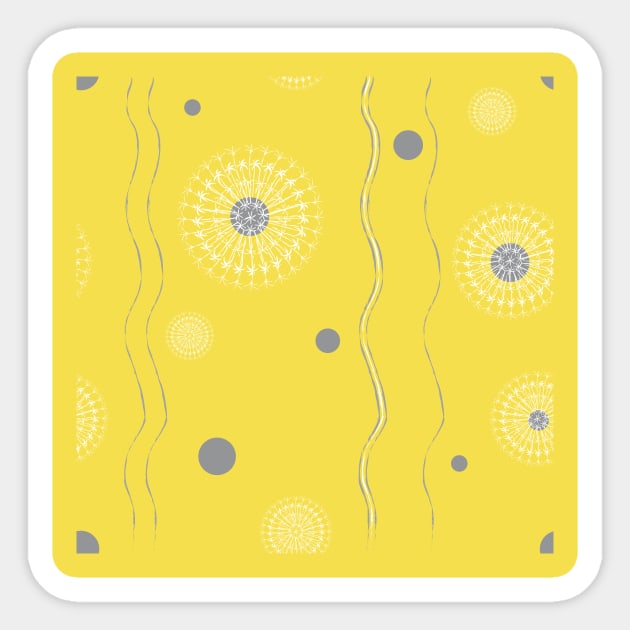 entry for the Yellow and Gray contest: stylized dandelions on a yellow background Sticker by EEVLADA